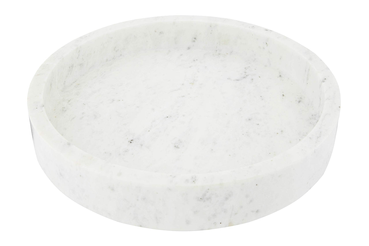 Creative Co-Op Minimalist Round Carved Marble Tray or Charcuterie Board, White, 12"