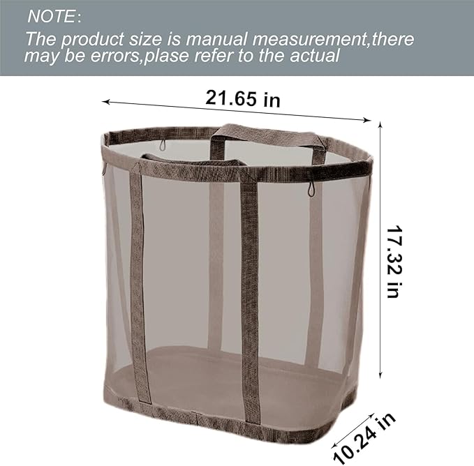 Mesh Bag with Handles, Collapsible Laundry Basket, Foldable Laundry Bag