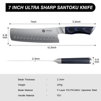 FINTISO 7" Nakiri Knife,2026 New Upgrade Vegetable Chopping Knife with G10 Ergonomic Handle, Japanese High Carbon Stainless Steel Sharp Kitchen Cleaver in Gift Box