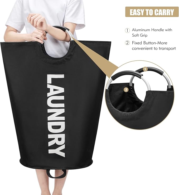 90L Large Laundry Basket, Freestanding Tall Clothes Hamper, Collapsible Laundry
