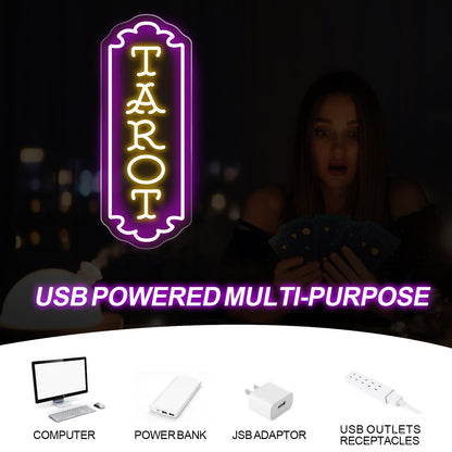 Tarot Neon Sign - 5-Level Dimmable USB Tarot Wall Decor & Psychic Decor, Perfect Mystical Neon Wall Art for Spiritual Spaces, Shops, Bedrooms, Living Room, Game Room