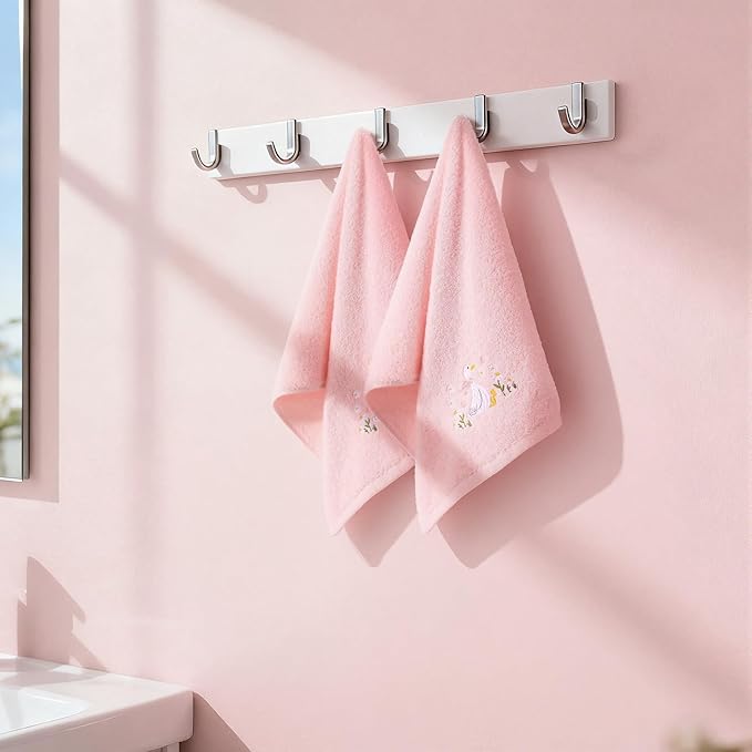 2 Pcs Silly Goose Hand Towels Blush Pink Bathroom Decor 14x29 Inch Embroidered
