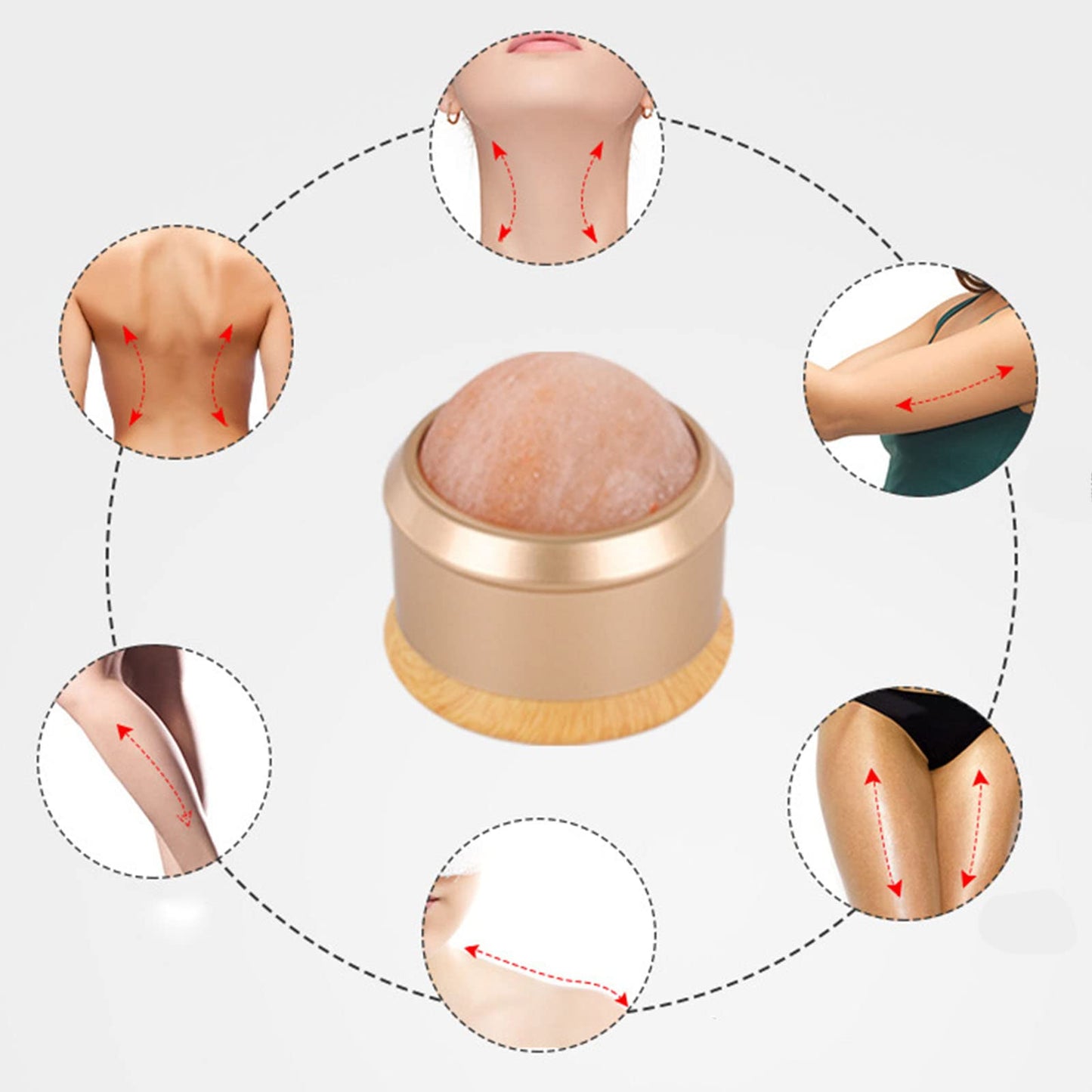 gemshan Himalayan Salt Massage Ball - Full Body Roller Tool, Neck Back Arm Pain Relief