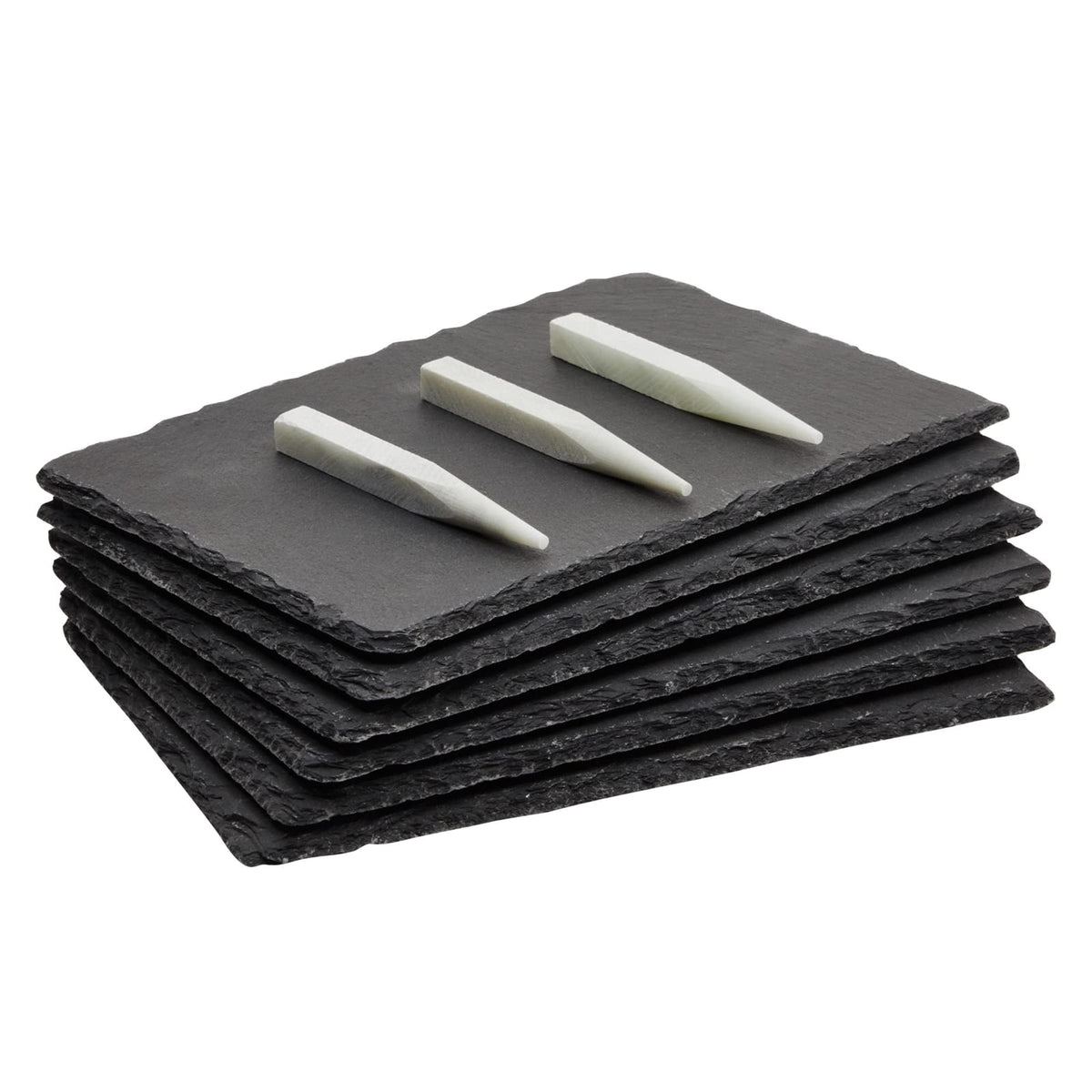 Juvale Mini Charcuterie Boards - 6-Pack, 6 x 8.75 in, Black Slate - Slate Charcuterie Boards & Cheese Platter for Sushi & Appetizers
