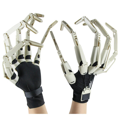 Magoog Halloween Articulated Fingers with Gloves, Articulated Finger Extensions, Scary Skeleton Bone Claw Hand, 3D Printed Novelty Props for Cosplay, Fits Most Fingers Sizes, White