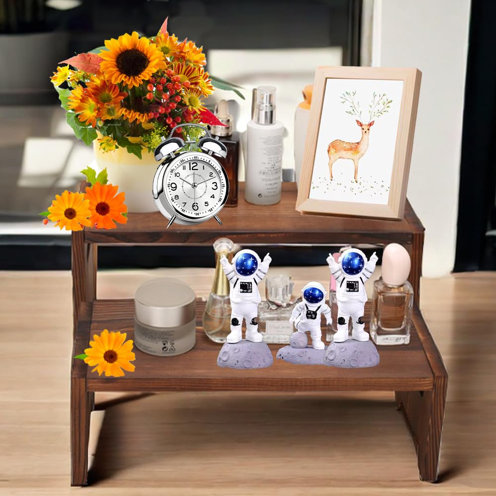 MRPAPA 3 Tier Cupcake Stand & Wood Display Risers,for Food Desserts Stand Perfume Organizer Funko POP Collections, Display Stand for Organizer and Decoration (Dark Brown-Display Riser)