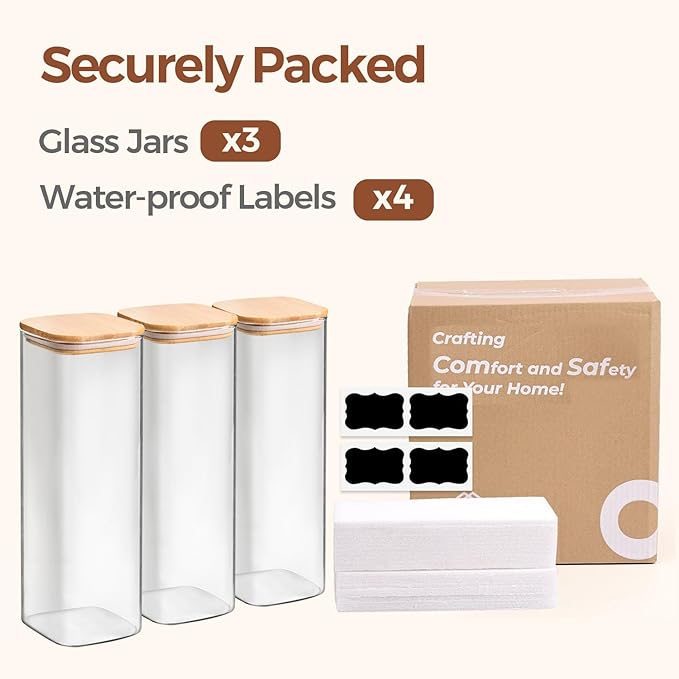 ComSaf Glass Spaghetti Pasta Storage Containers