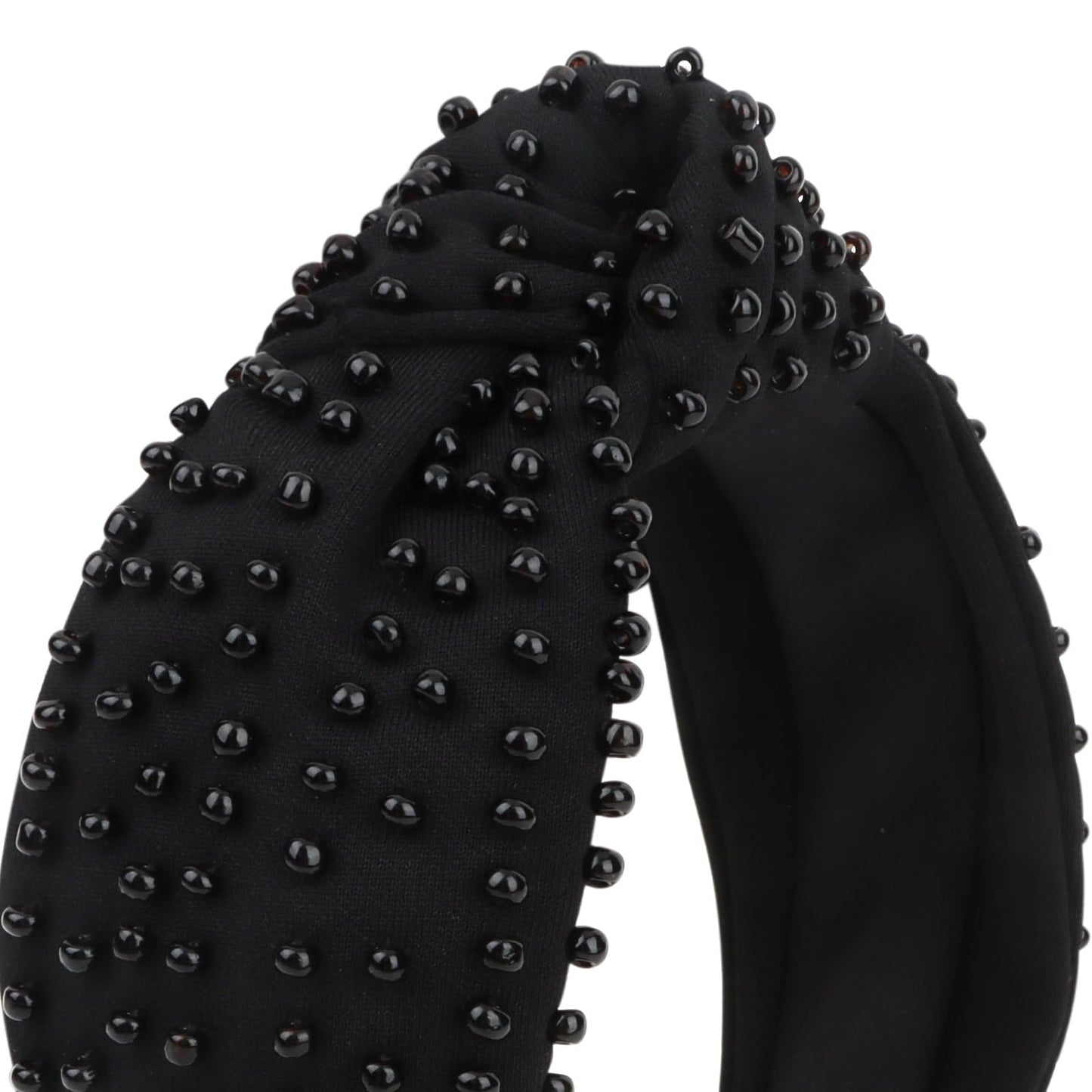 YISSION 1PC Pearl Knotted Headband for Women Non Slip Beaded Headband Wide Pearl Headbands for women Jeweled Embellished Hairband Black Head Band Hair Accessories for Women Girls