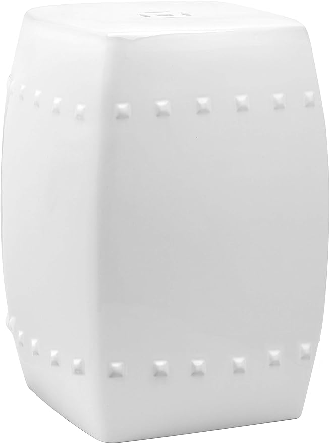 Safavieh Villa Glazed Ceramic Decorative Garden Stool, White