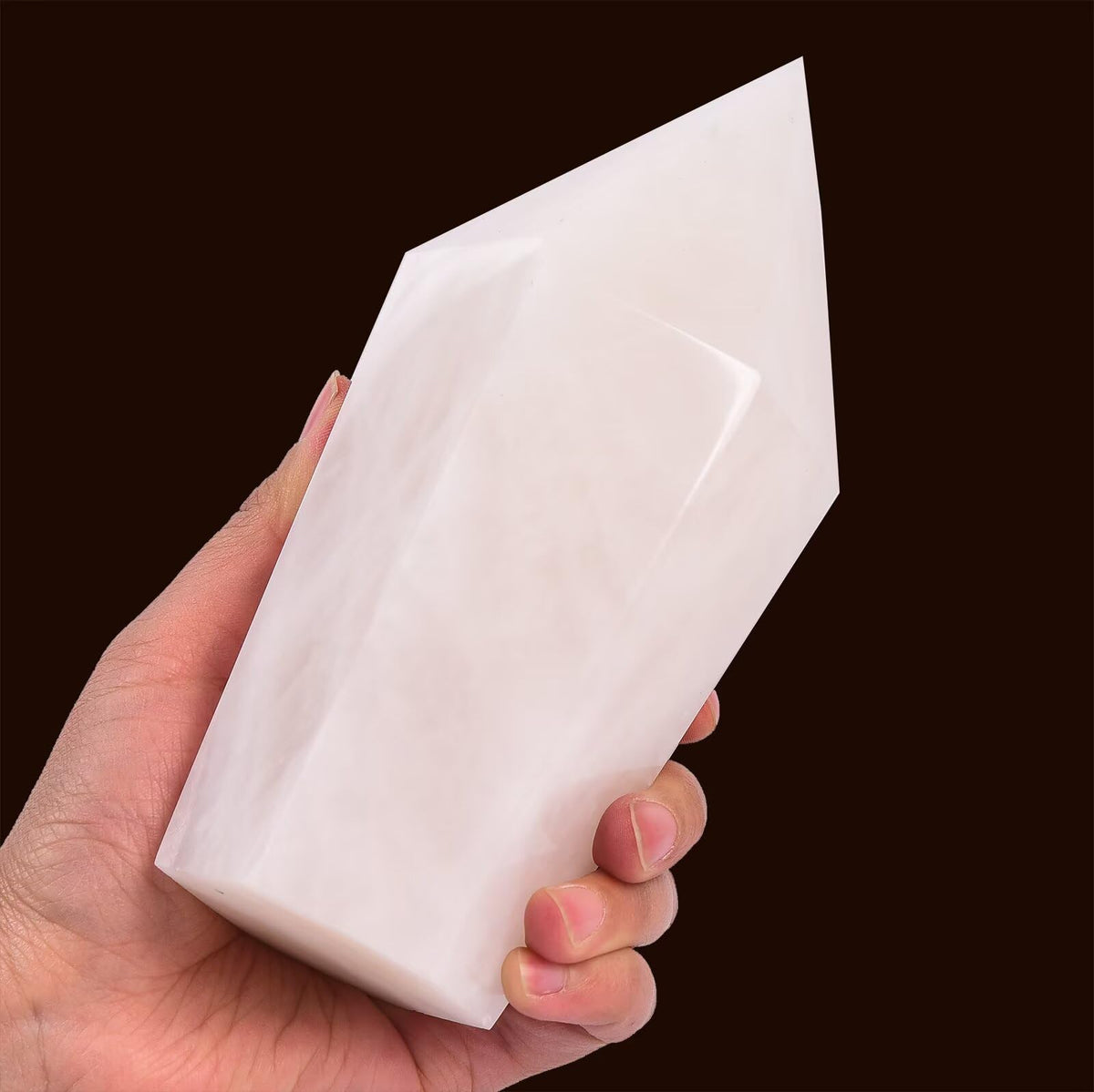 VIZYTOU White Crystal Stone Tower Obelisk Large Healing Crystal Rock Point Wand Reiki Healing Meditation Stone 2.2-2.8 LBS