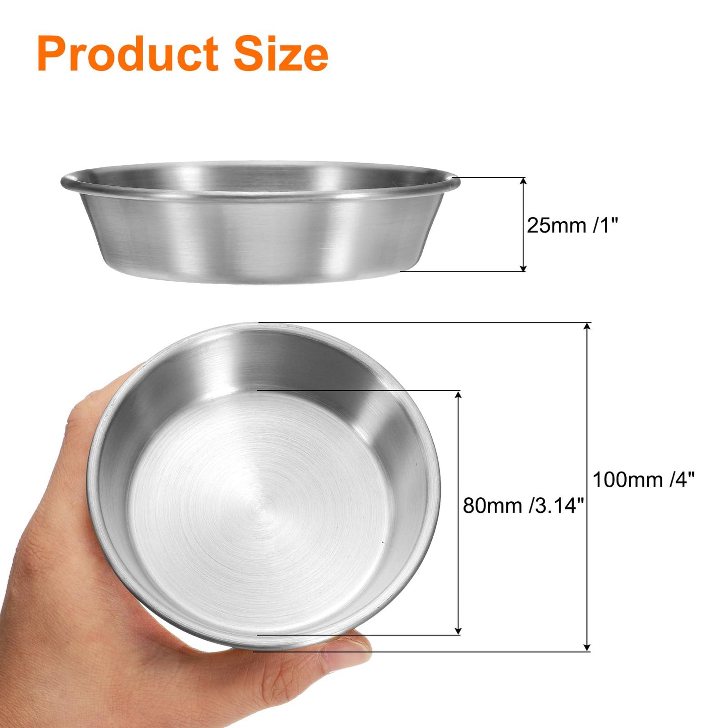 uxcell 4 Inch Stainless Steel Sauce Dishes, 12 Pcs Mini Individual Round Seasoning Dishes Condiment Tray Sushi Dipping Bowl Mixing Saucers Appetizer Plates for Prep Side Dish, Silver