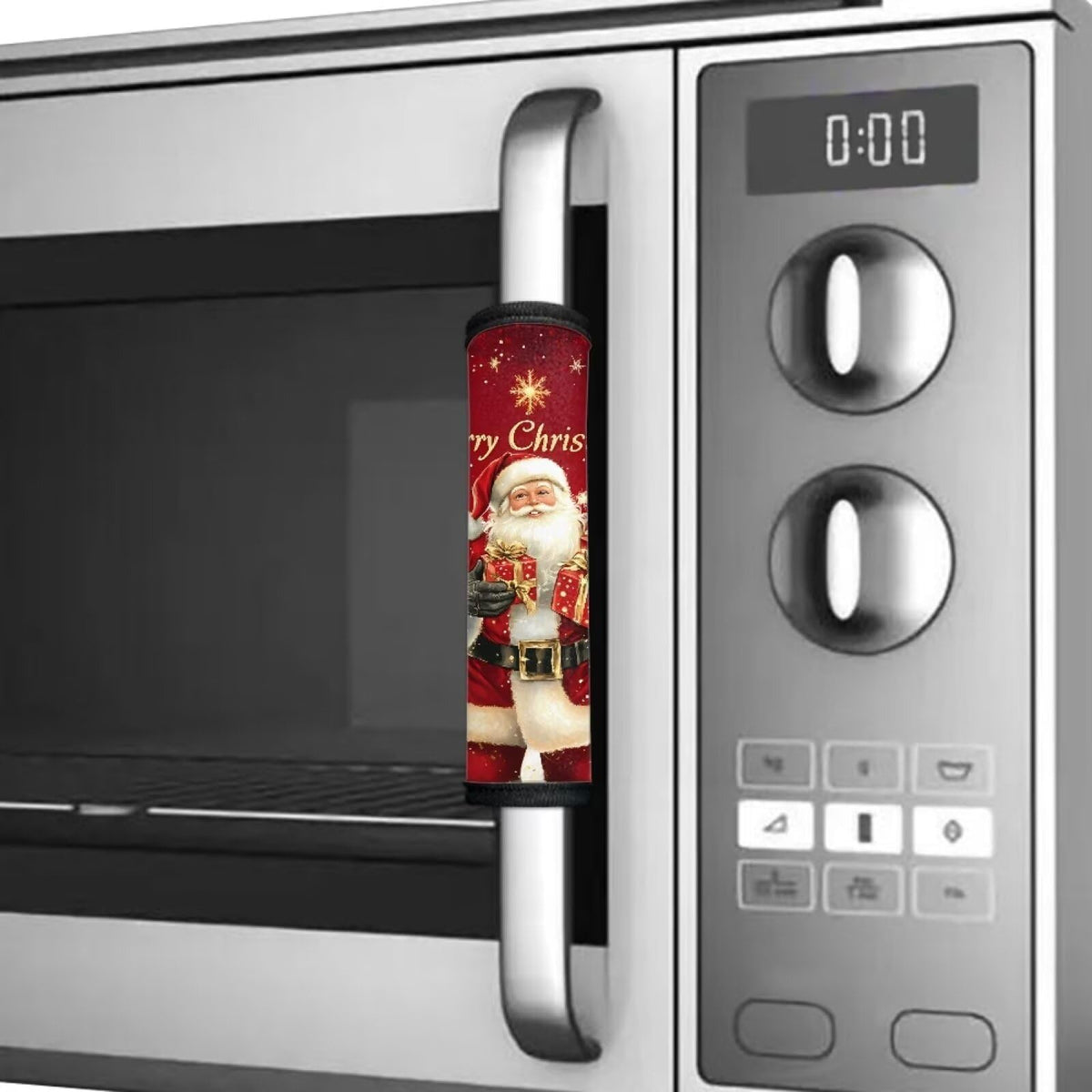 Mintulipy Xmas Refrigerator Door Handle Covers 4 PCS Christmas Santa Claus Protector Fridge Dishwasher Oven Keep Off Fingerprints Food Stain