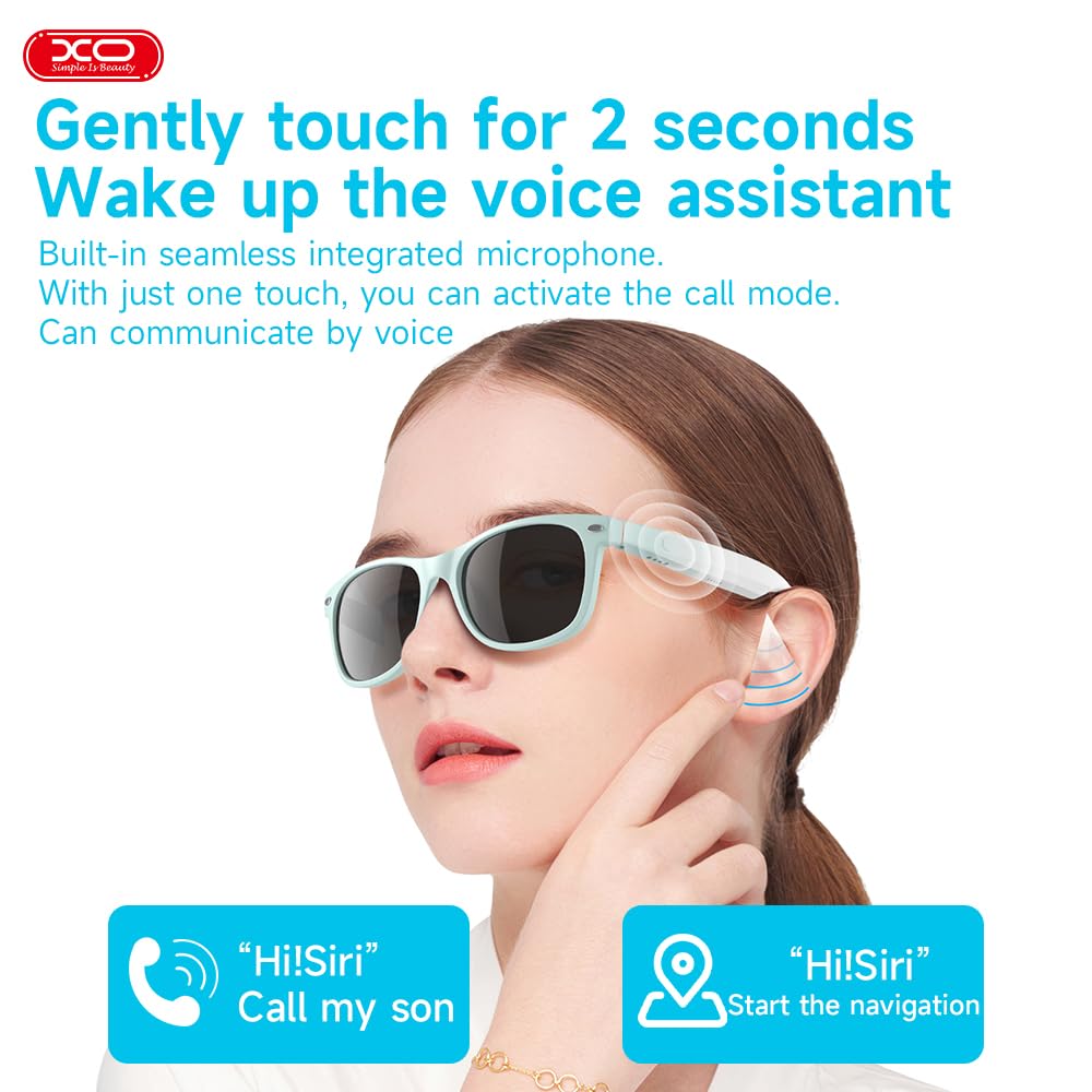 Smart Bluetooth Glasses,Built-in Mic & Speakers,Smart Wireless Headphone Sunglasses for Men and Women,Athletic/Outdoor UV Protection and Voice Control,Unisex(Black)