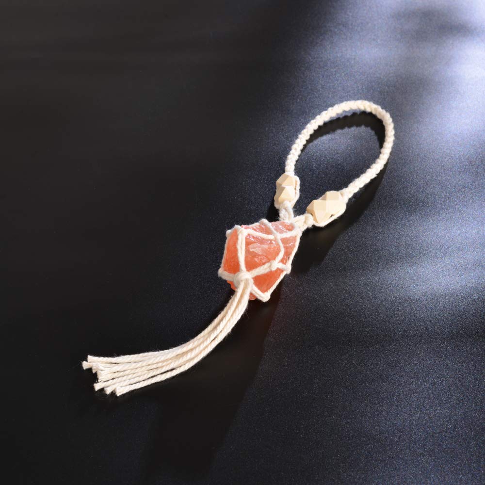 VNVETYTO Healing Crystals Feng Shui Hanging Ornament Car Ornament Meditation Hanging Ornament Window Ornament for Home Decor (1 Piece Himalayan Salt Stone)