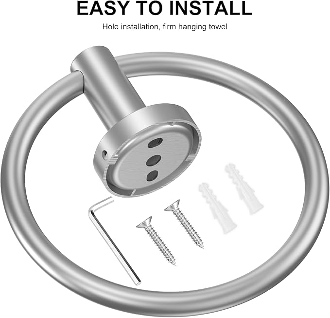 SetSail Towel Holder for Bathroom Wall Silver Towel Ring Stainless Steel Hand