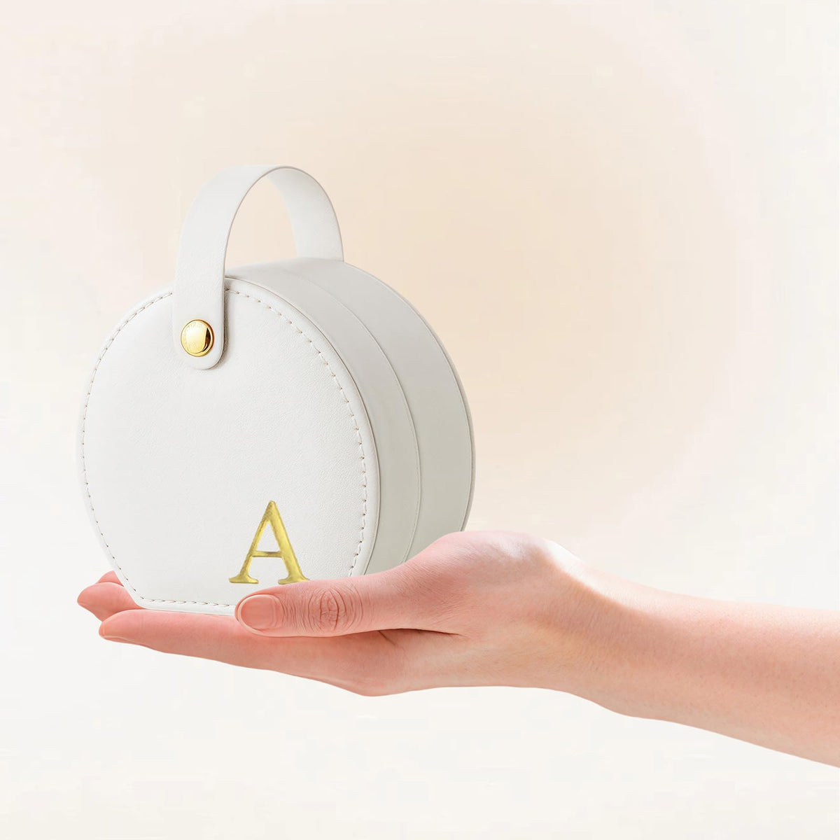 Travel Jewelry Case,Personalized Jewelry Box,Elegant Half-Moon Design with Personalized Golden Initial Case,Personalized Gifts for Women,Jewelry organizer;Personalized Gifts for Women or Friends(A)