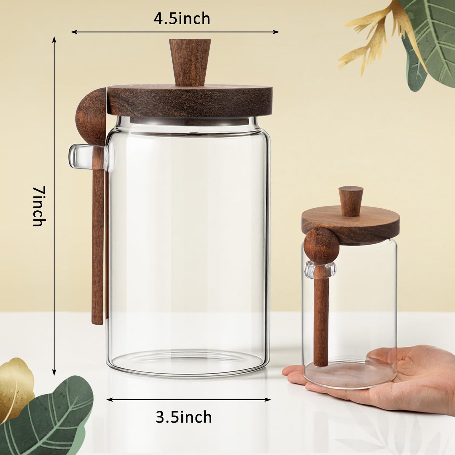 Suclain 2 Set 26 oz Glass Bath Salts Jar with Wooden Lids and Scoop Bath Salt Container Food Airtight Storage Containers for Sugar Coffee Bean Candy Spice