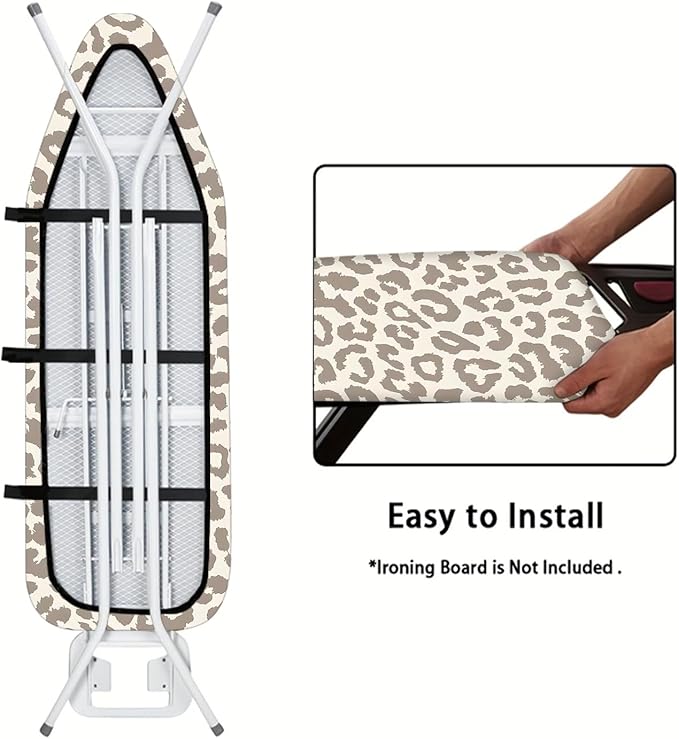 Nuxovilar Beige & Gray Leopard Print Pattern Ironing Board Cover, 15×54 inch