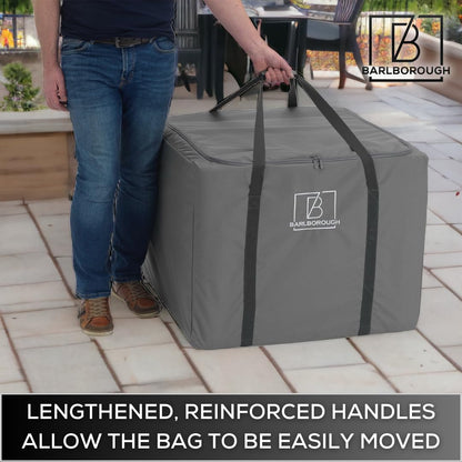Barlborough Garden Cushion Protective Storage Bag Cover | Square Large 80 x 80 x 60cm | Waterproof Resistant with Zips for Outdoor Furniture Sofa Cushions Grey