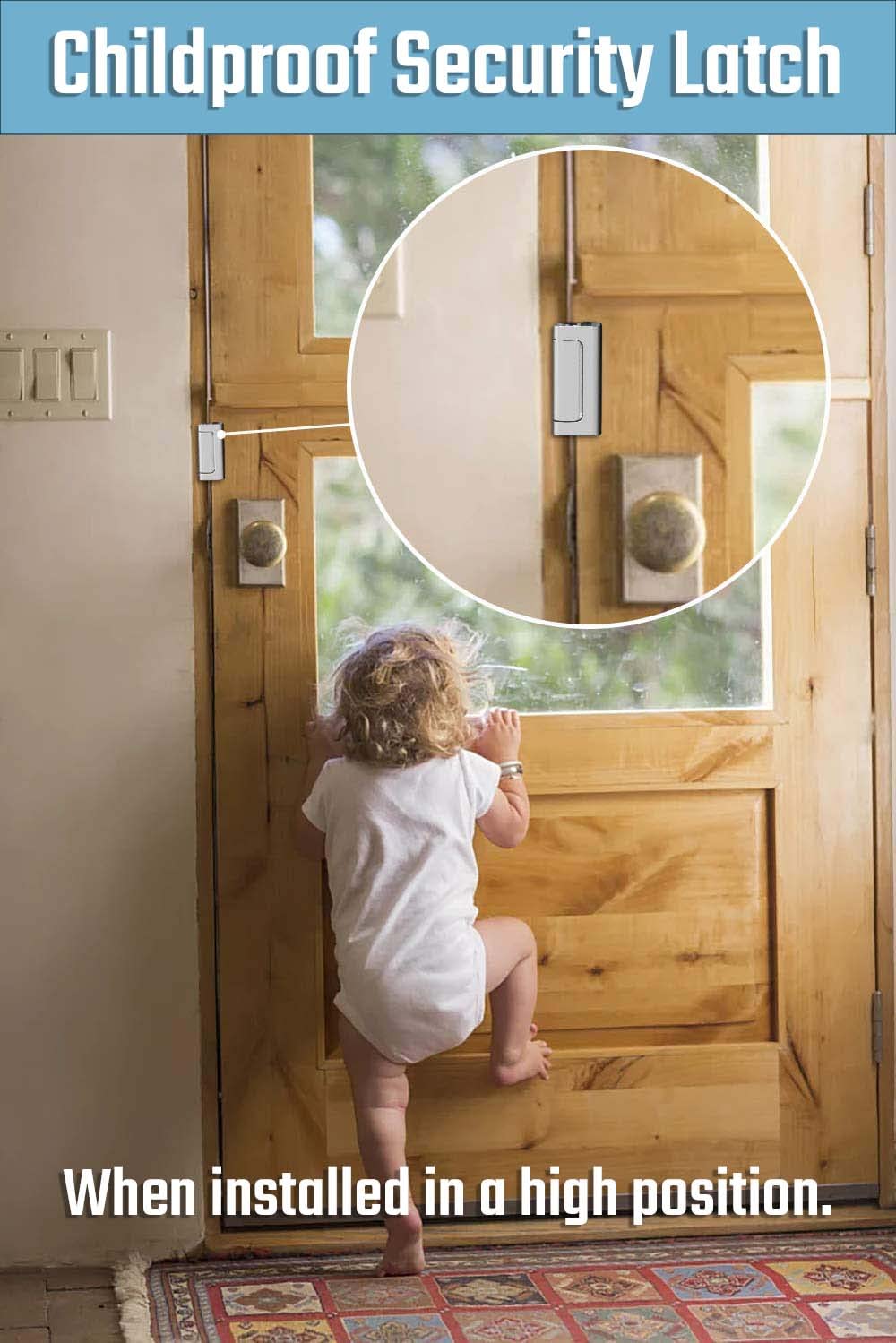 GreaTalent 3PACK Home Security Door Reinforcement Lock Childproof, Add High Security to Home Prevent Unauthorized Entry, Aluminum Construction Finish, Frame Lock, Silver