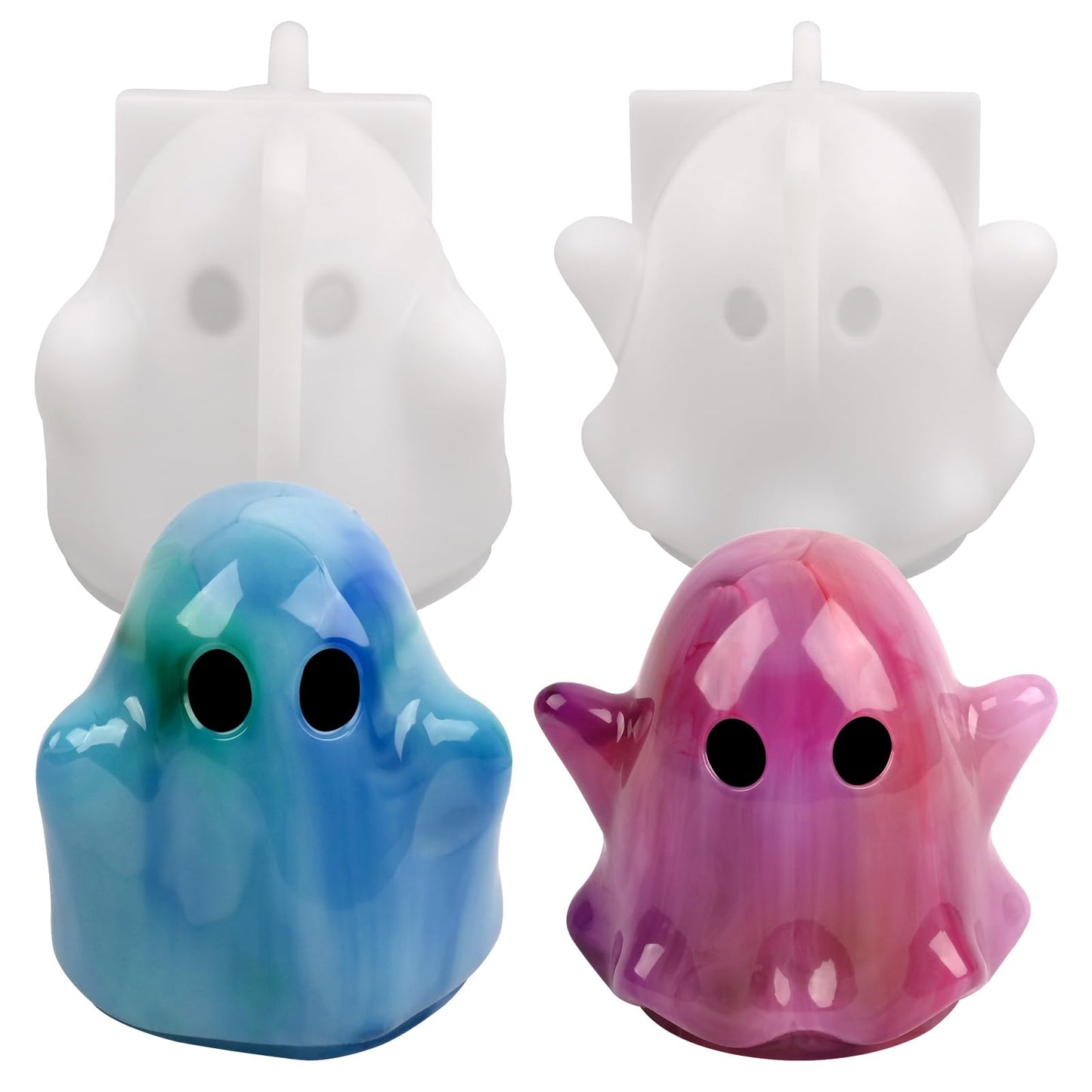 Actvty Ghost Resin Molds, 2Pcs Halloween Ghost Silicone Molds for Epoxy Casting, 3D Ghost Shape Epoxy Molds DIY Resin Art Gift Halloween Ornaments Home Decor