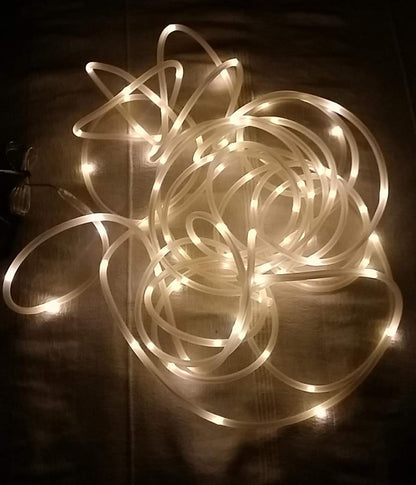 BXROIU Solar Rope Lights 100 LEDs String Lights Starry Fairy Lights,33 ft/10meter Waterproof Outdoor Tube for Patio, Garden, Party (Warm White)