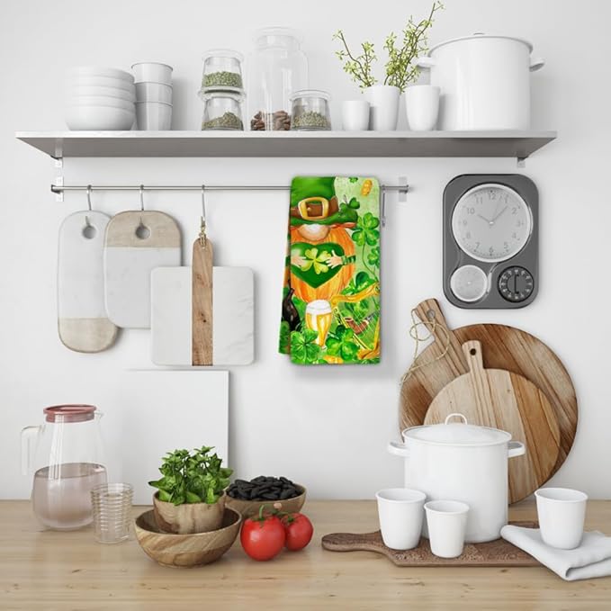 St Patrick's Day Hand Towels, 2 Packs Clover Leaves Spring Bathroom Hand Towels