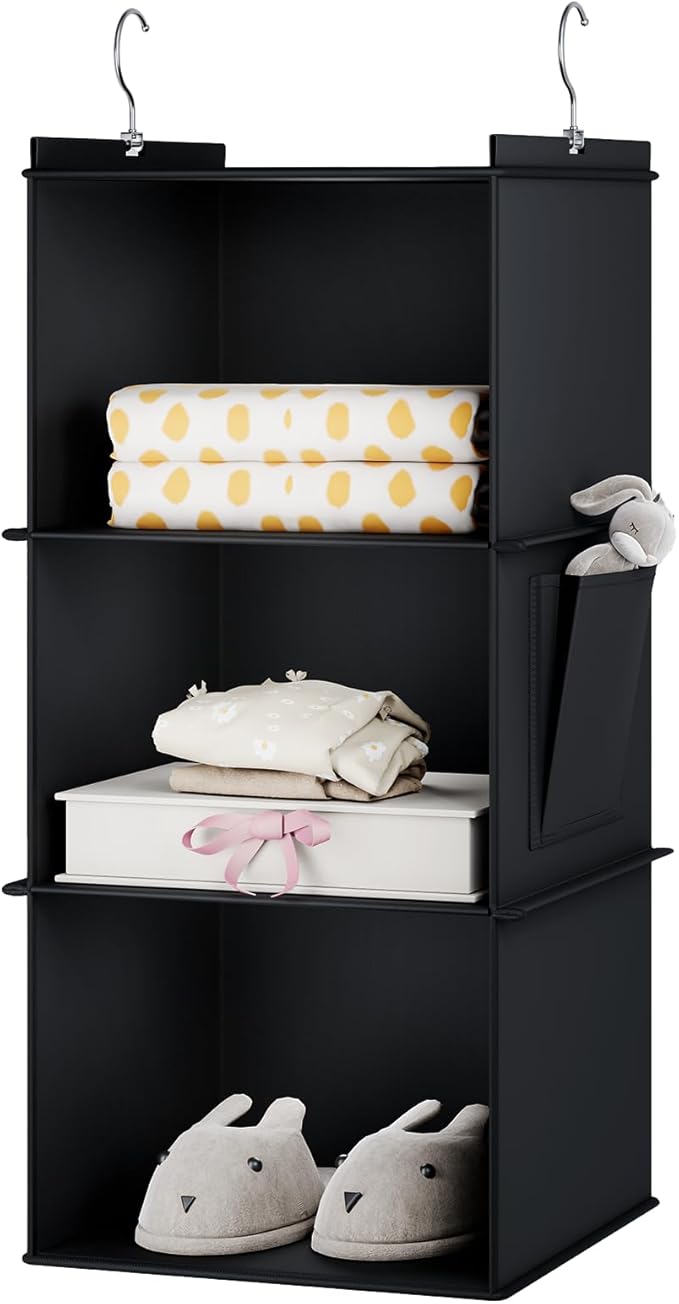 YOUDENOVA Hanging Closet Organizer, 3-Shelf Closet Hanging Storage Shelves