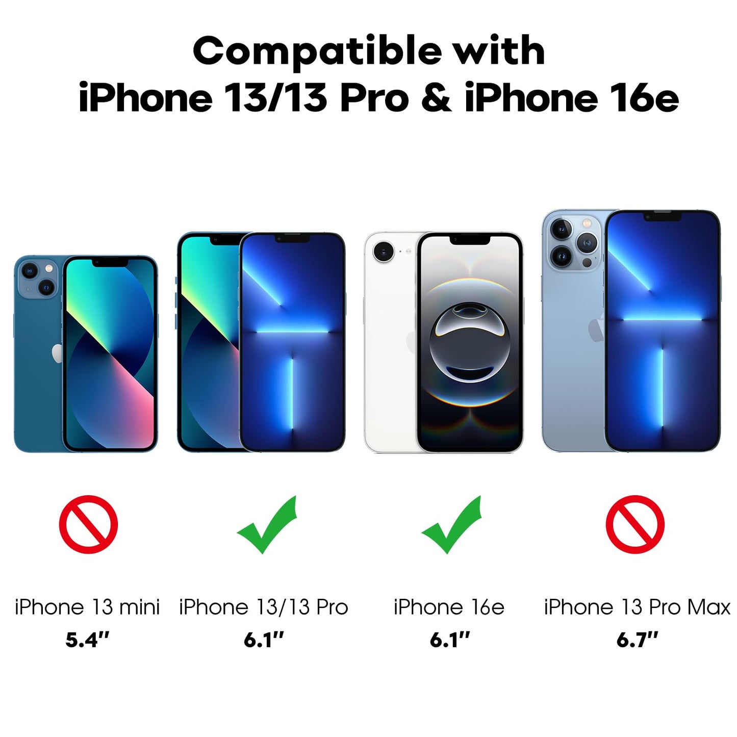 JETech Full Coverage Screen Protector for iPhone 16e 2025, iPhone 13/13 Pro 6.1-Inch, Tempered Glass Film with Easy Installation Tool, Case-Friendly, HD Clear, 3-Pack