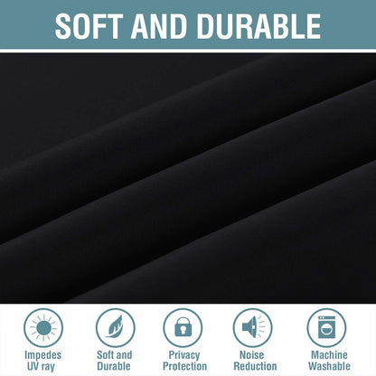 H.VERSAILTEX 100% Blackout Curtains for Bedroom Black Out Curtains 96 inch Thermal Insulated Long Blackout Curtains for Living Room, Energy Saving Curtains for Patio Door Grommet (1 Panel, Jet Black)