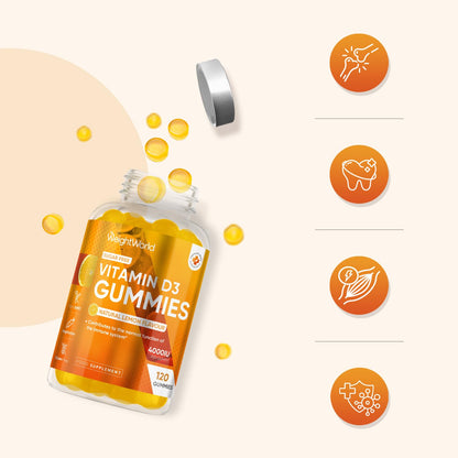 WeightWorld Vitamin D3 4000IU | 120 Vegetarian Gummies | 4 Months Supply | Natural Lemon Flavour VIT D Gummies | Sugar-Free & Gluten-Free Gummies | GMP Approved | Vitamin D Supplements