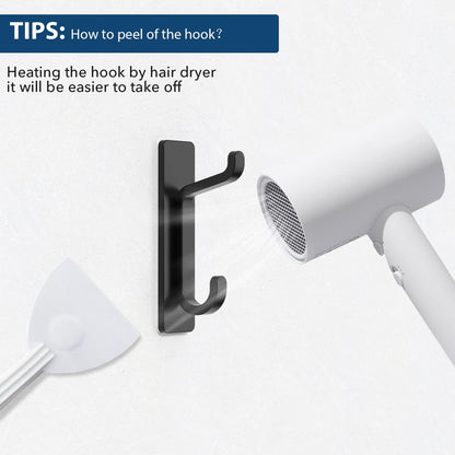 pickpiff Wall Hooks for Coat and Towel: 13LB Strong Adhesive Door Hanger Stick on, Black 6 Pack