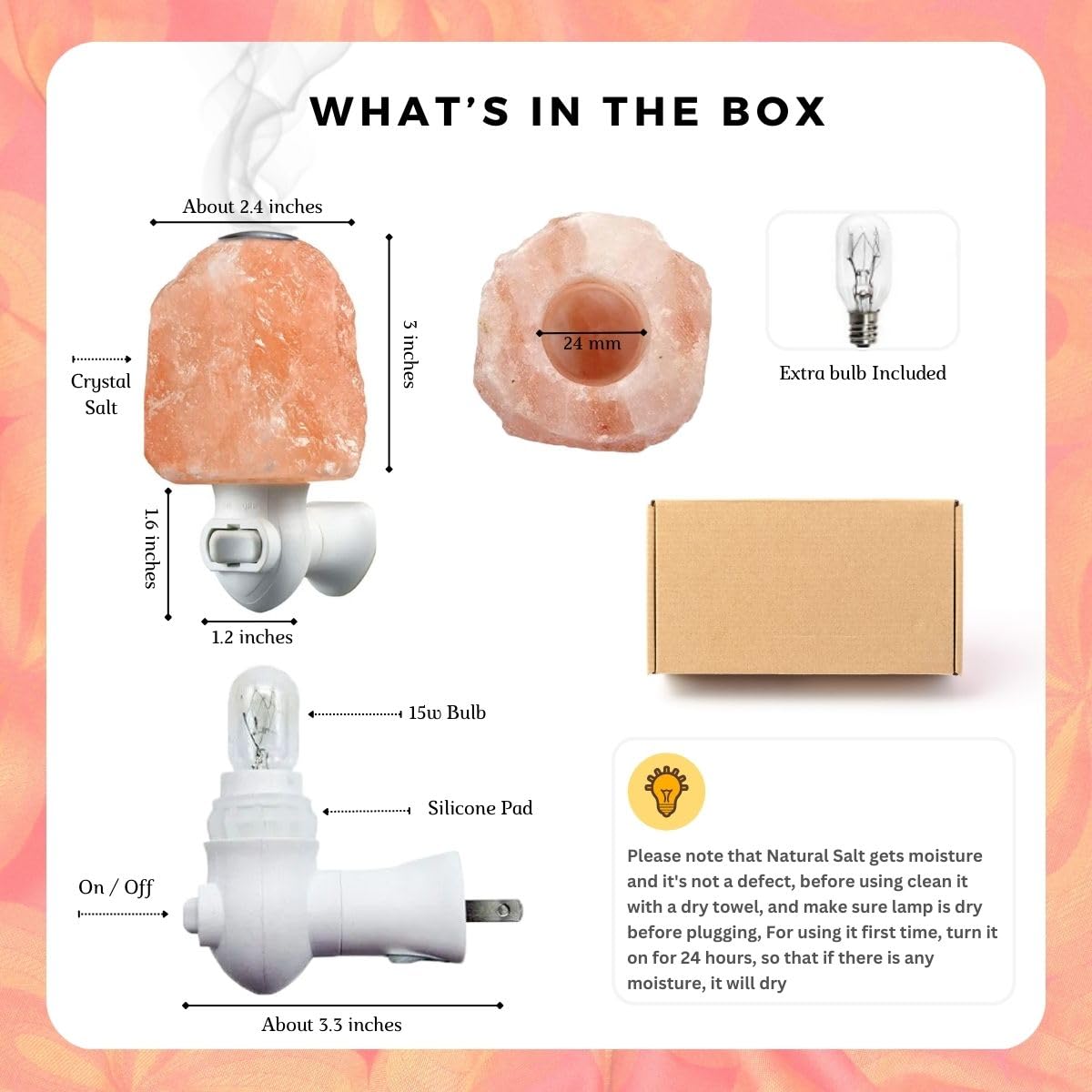 Himalayan Natural Salt Night Lamp with Aroma Lid – Unique Rock Shape for Relaxation & Wellness – Ideal Gift in Beautiful Box!