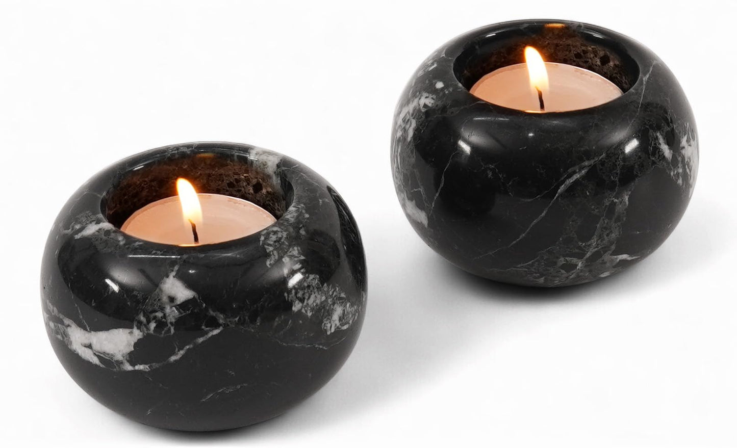 SPESHSTONES Marble Tealight Candle Holder 3.5-Inch Black Stone Votive Holder for Table Centerpieces & Earthy Aesthetic Decor, Wedding Gifts