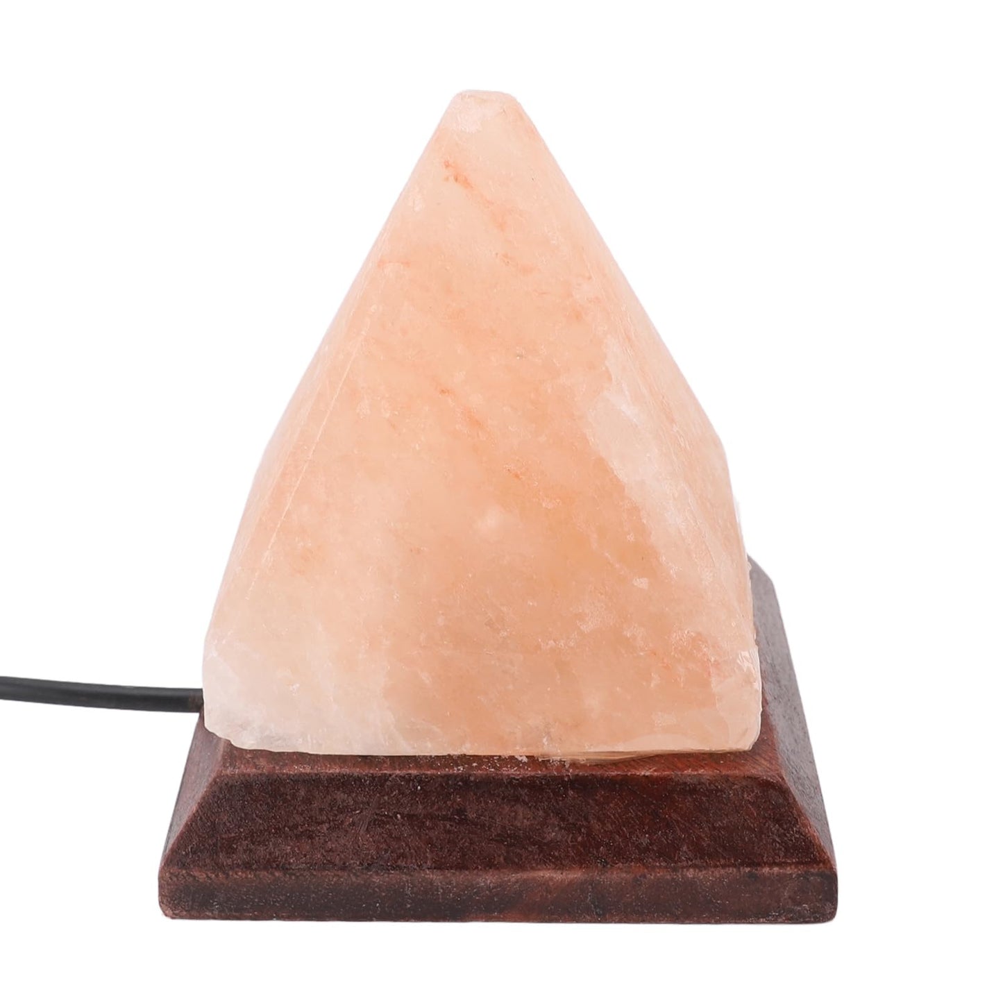 Handcrafted Himalayan Salt Pyramid Lamp with USB RGB Base Wooden Stand Mood Light for Bedroom Office Meditation Space