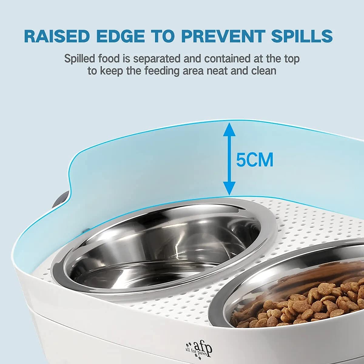 ALL FOR PAWS Raised Cat Bowl 3 Heights Adjustable, Elevated Double Bowls with 2x350ML Stainless Steel Dishes, Cat Feeding Station for Small Medium & Large Cats, Non-Slip and No Spill (44x26x20CM)