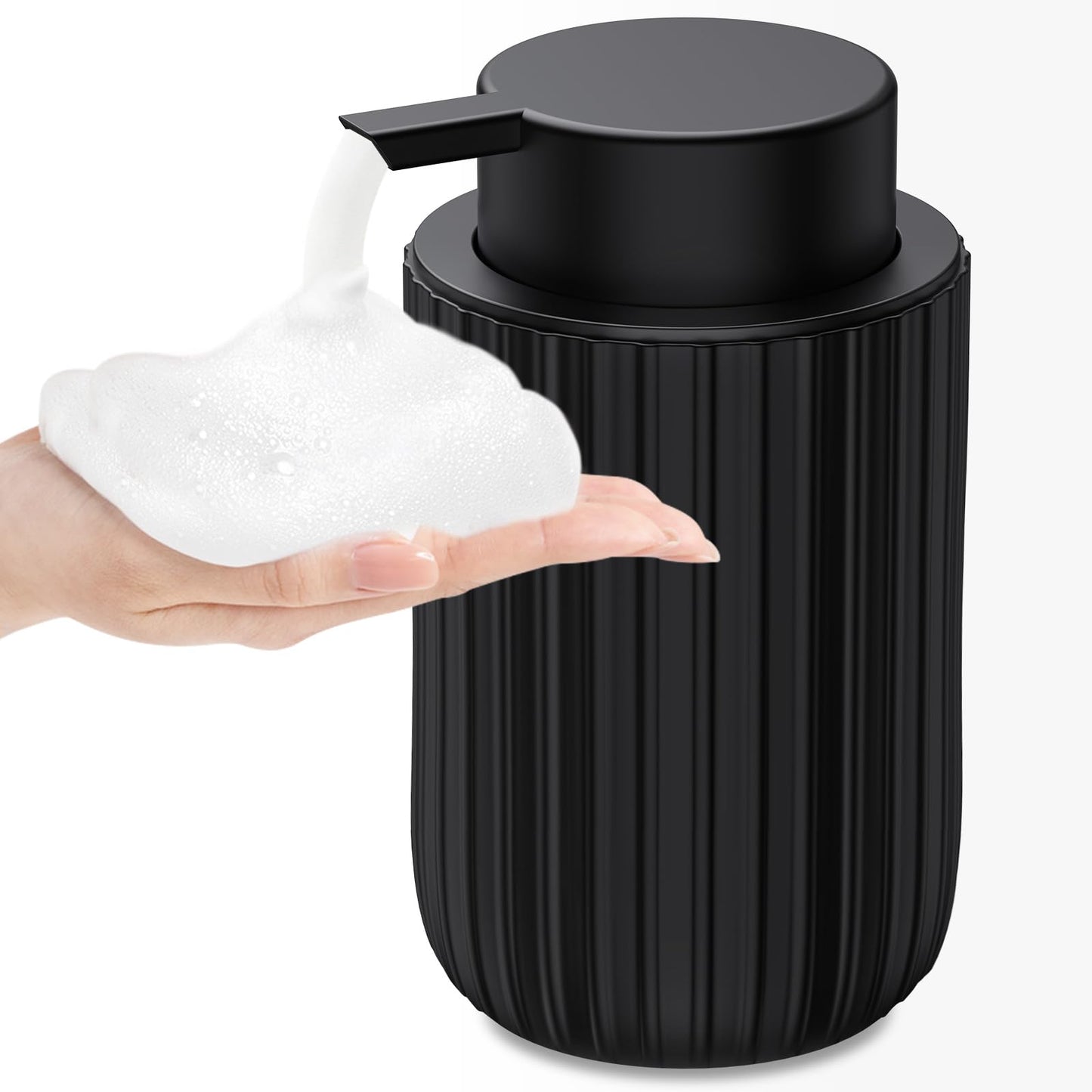 Ceramic Foaming Soap Dispenser, 12 oz Bathroom Foam Hand Soap Dispenser, Refillable Lotion Soap Dispenser with Removable Pump for Kitchen Hand Wash Dispenser, Modern Home Decor(2Pack-Black)