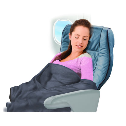 Cloudz Cozy Compact Airplane Travel Blanket for Your Flight, Car, Camping, Home or Comforting Warmth Anywhere! - Sky Blue