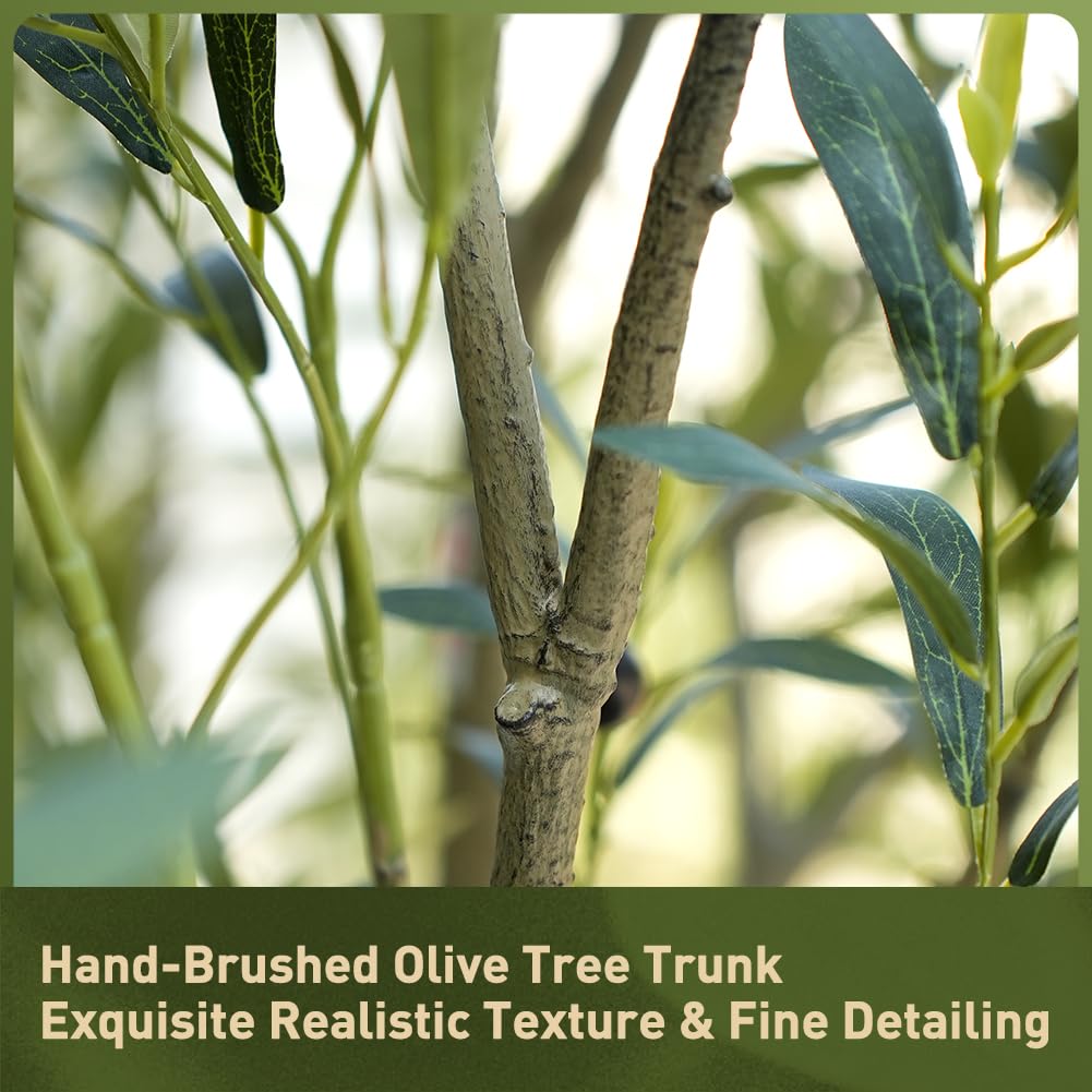 Verinatural Olive Tree Artificial Indoor 7ft - Large Fake Plants - Realistic Faux Olive Tree in Pot - Tall Artificial Plants for Home, Patio, Living Room, Office Decor,VN138