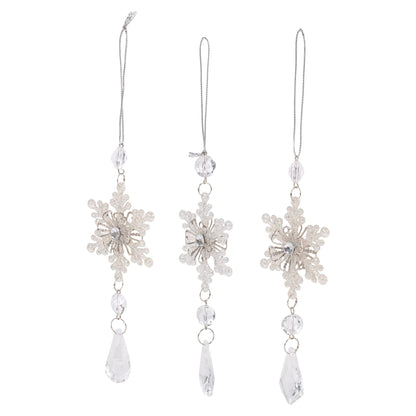 Kurt Adler Snowflake Drop Christmas Ornaments 3 Assorted