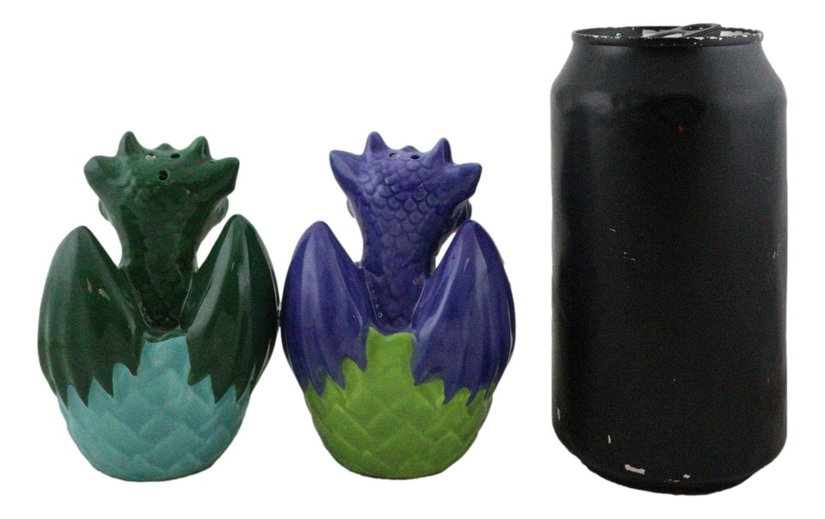 Ebros Gift Fantasy Flying Beasts Green And Blue Dragon Hatchlings In Half Cracked Eggs Decorative Salt Pepper Shakers Set Ceramic Figurines