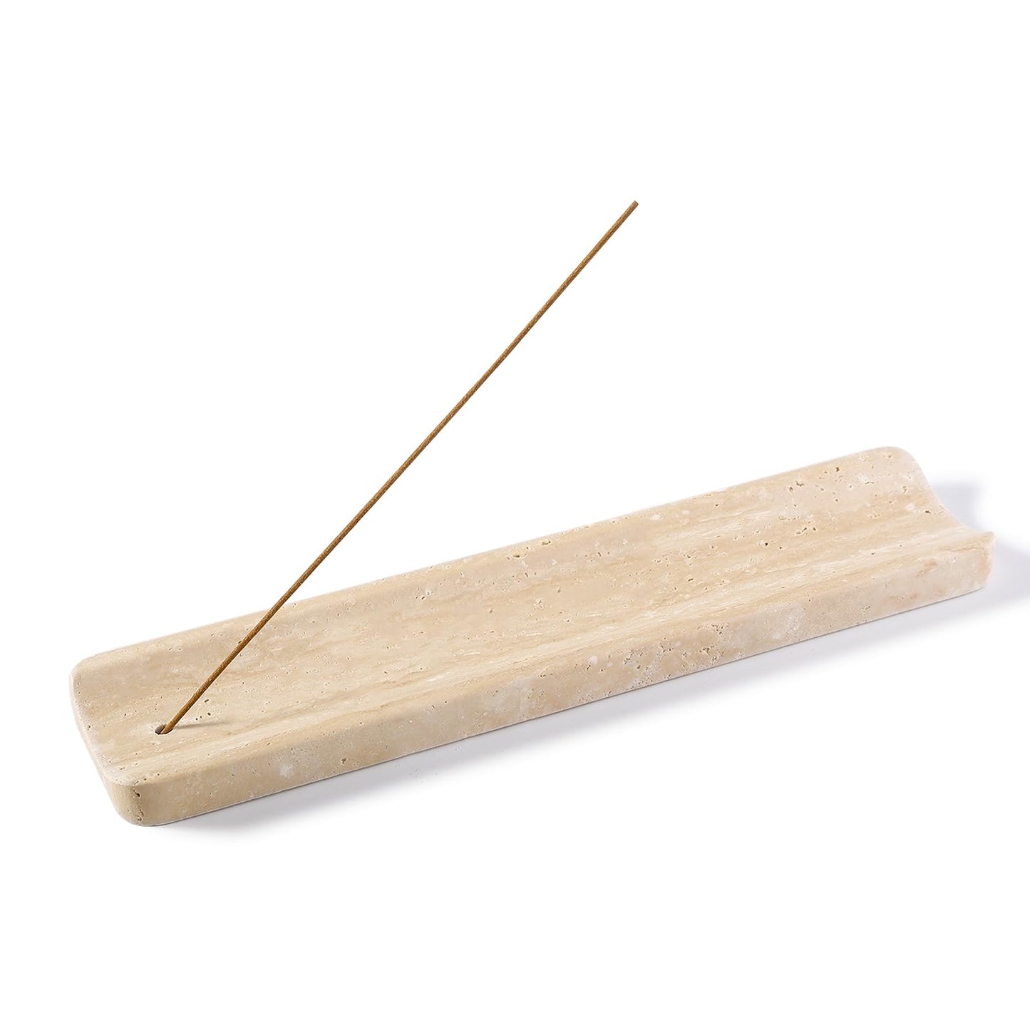 Koville Marble Incense Holder, Incense Holder for Sticks, Incense Sticks Holder Ash Catcher for Meditation Yoga SPA, Natural Stone Incense Burner, Home Table Decor (Travertine)