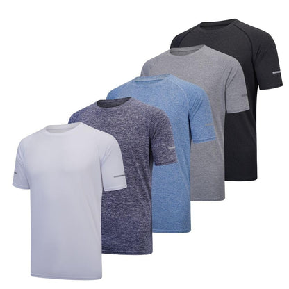 fovdtaa 5 Pack Mens Short Sleeve Crew Neck Gym T Shirt Workout Running Tops Mens Breathable Athletic Shirts Short Sleeve Sport Tops Black Grey Blue Navy White M