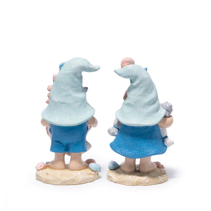 Hodao Coastal Ocean Gnome Figurines – Hand-Painted Resin Beach Gnomes with Seashell & Starfish Hats, Summer Sea Decorations for Indoor Home, Bedroom & Tabletop, for Ocean Lovers