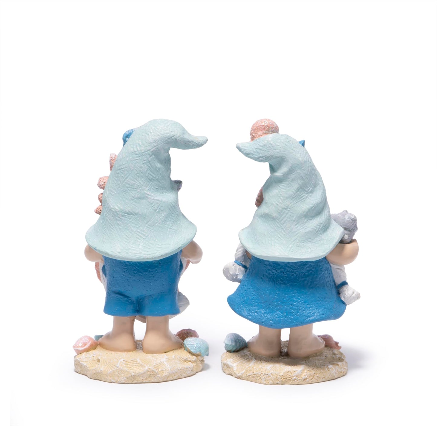 Hodao Ocean Elf Figurines with Seashell & Conch – Coastal Nautical Beach Elf Decor for Coastal Living Room, Ocean Themed Home Tabletop Decoration, Gift for Retirees (Blue-Grey)