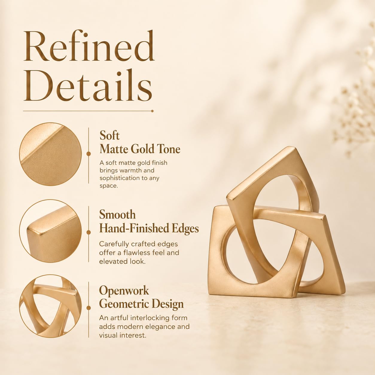 XMGZQ Gold Knot Statue for Coffee Table Centerpiece Decor,Modern Abstract Art Geometric Sculpture and Figurines, Home Decor Accent,Cube Knick Knacks for Shelves,Bookshelf,Entryway,Floating