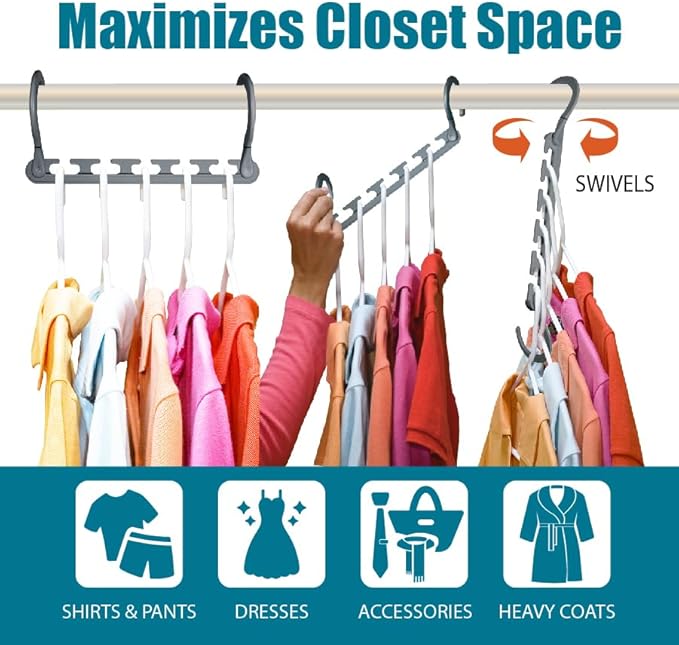 Wonder Hanger Max 20-Pack Space Saving Hangers, Reinforced Hooks Swivels 360°