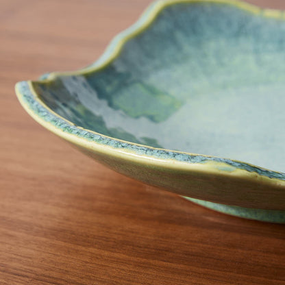 VOMANA Large Ceramic Decorative Bowl, 12" Green Reactive Glaze Centerpiece Bowl, Modern Coffee Table Decor, Entryway Catchall Key Bowl, Decorative Fruit Bowl for Dining Table Living Room (12'')
