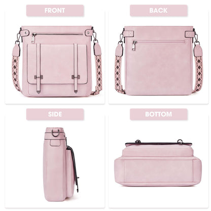 Roulens Crossbody Bags for Women,Multi Pocket Crossbody Purses Vegan Leather Shoulder Handbags Travel Purse Adjustable Strap