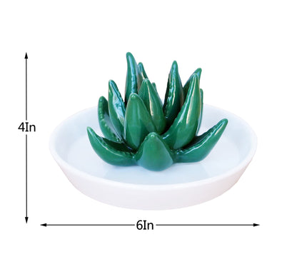 PUDDING CABIN Succulent Ring Holder Dish Cactus Gift for Women Birthday Gift for Mom Friend Bridesmaid Wedding Christmas Valentines Housewarming Gift, Decorative Cacti Decor for Home Gifts